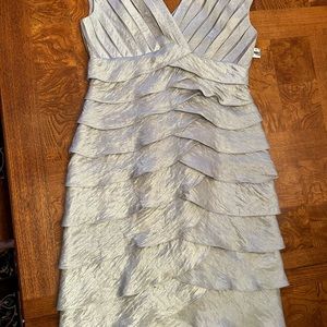 Adrianna Papell silver layered cocktail dress. Size 8